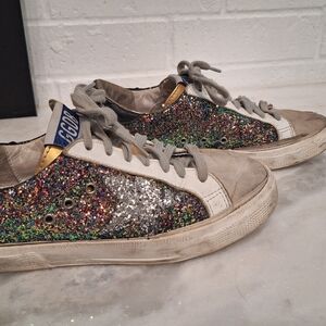 Golden Goose Black and Silver Glitter Sneakers